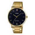 CASIO Stainless Steel Strap Quartz Waterproof Black Dial Mens Black Analog MTP-VT01G-1B