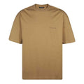 Men's Balenciaga SS21 Loose Round Neck Alphabet Embroidered Logo Short Sleeve Khaki 612966TJV879504