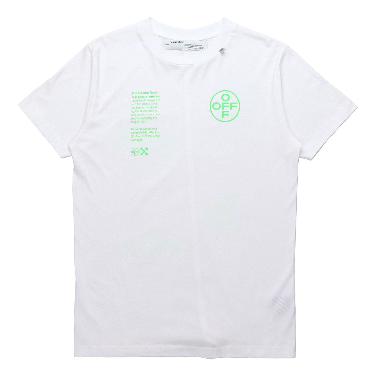 Off-White Fluorescence Alphabet Printing Short Sleeve White OMAA027R201850060145