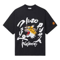 Men's KENZO x Kansai Yamamoto SS21 Crossover Pattern Printing Loose Short Sleeve Black FB55TS0724SK-99