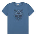 KENZO Tiger Head Printing Pattern Round Neck Short Sleeve Blue FA62TS8464YB-67