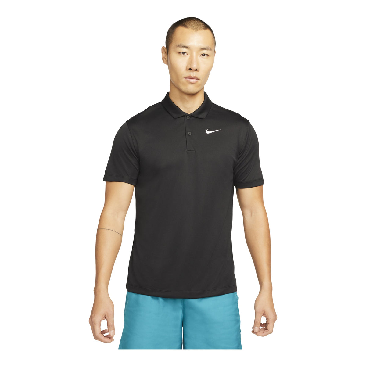 Men's Nike Solid Color Buckle Short Sleeve polo Black Polo Shirt DH0858-010
