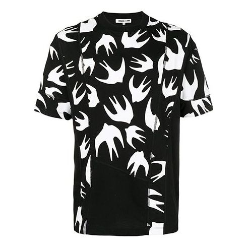 McQ Alexander McQueen Swallow Printing Knit Short Sleeve Unisex Black 519431-RLJ66-1000