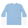 COMME des GARCONS PLAY L/S Bi-Colour Stripe White Sleeve T-Shirt 'Blue White' AZ-T320-051-1