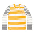 COMME des GARCONS PLAY L/S Bi-Colour Striped Small Emblem T-Shirt 'Yellow Grey' AZ-T318-051-2