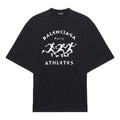 Men's Balenciaga Running Pattern Printing Logo Loose Short Sleeve Black 641614TJVK61070
