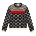 Gucci Men's GG Logo Striped Knit Sweater DarkBlue 496458-X9I07-4696