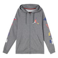 Men's Air Jordan Colorful Logo Zipper Gray Hooded Jacket CJ7880-091