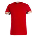 Burberry Cuff Plaid Round Neck Short Sleeve Red 38869511