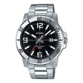 CASIO Stainless Steel Strap Mens SilverBlack Analog MTP-VD01D-1BV
