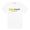 Men's PALM ANGELS Yellow Graffiti Logo Short Sleeve White PMAA001F20JER0160118