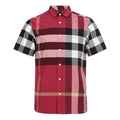 Men's Burberry Plaid Casual Short Sleeve Shirt Red 80071791