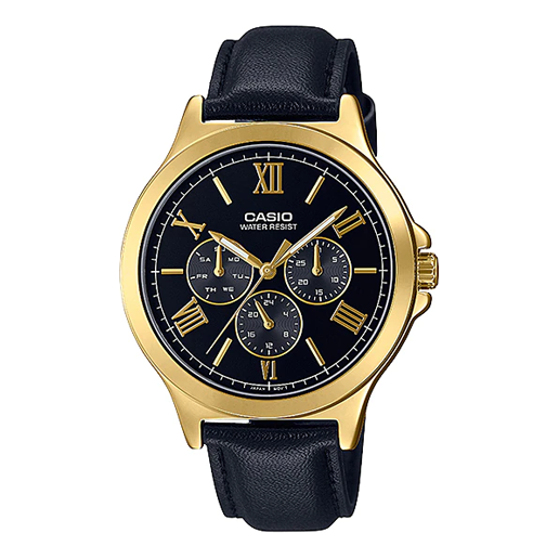 Casio Dress Classic Minimalistic Stainless Steel Analog Watch 'Black Metallic Gold' MTP-V300GL-1A