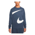 Men's Nike Swoosh Ft Crew Large Logo Printing Knit Round Neck Pullover Blue DD6097-437