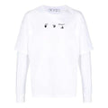 Off-White SS21 Logo Rear Pattern Printing Round Neck Long Sleeves Ordinary Version White OMAB022S21JER0010145
