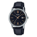 Men's CASIO DRESS Series Minimalistic Small Business Casual Watch Mens Black Analog MTP-V002L-1B3