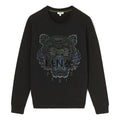 KENZO Cotton Embroidered Tiger Head Round Neck Long Sleeves Black F762SW7144XD-99