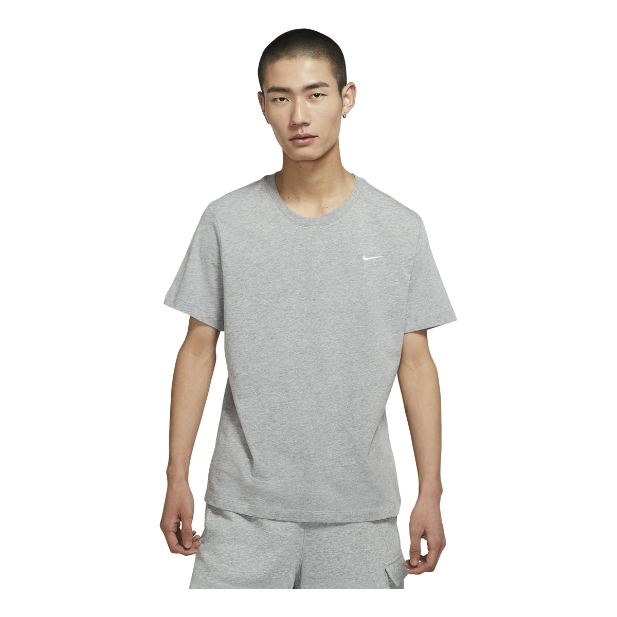 Nike Sportswear Solid Color Embroidered Logo Micro Mark Round Neck Casual Short Sleeve Gray BV0508-063
