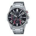 Men's CASIO Black quartz Watch 50mm Silver Stainless Steel Case Strap Mens Analog EQB-1200D-1A