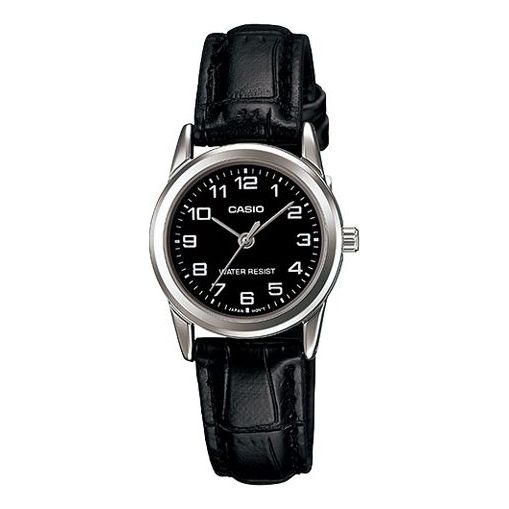 CASIO Retro Pointer Series Classic Leather Black Quartz Waterproof Black Dial Black Analog LTP-V001L-1B