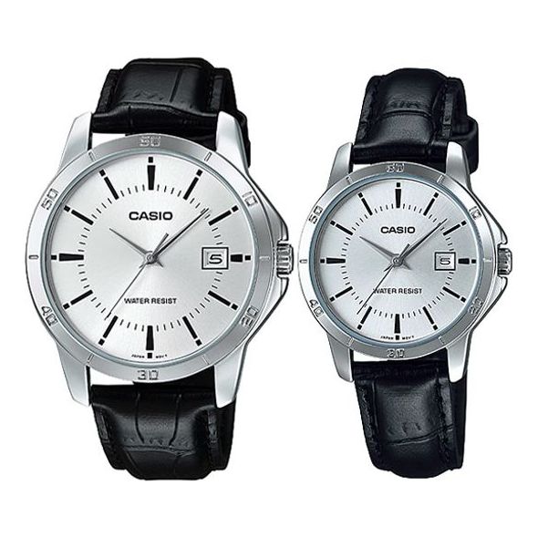 CASIO Couple Quartz Waterproof Unisex Mens Black Analog MTP-V004L-7A-LTP-V004L-7A