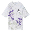 Men's Air Jordan Splash Ink Color Block Alphabet Printing Casual Short Sleeve Blue T-Shirt DM1455-366