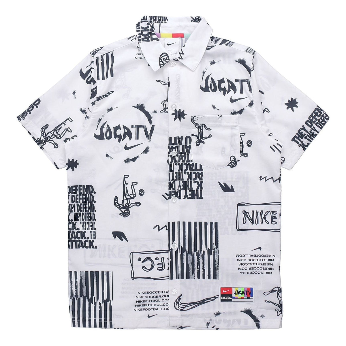Nike Woven Soccer/Football Athleisure Casual Sports Printing lapel Shirt White DA1474-100