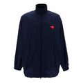 Men's Balenciaga Logo Zipper Stand Collar Jacket Blue 622002TIO508065