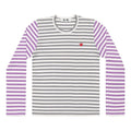 COMME des GARCONS PLAY L/S Bi-Colour Striped Small Emblem T-Shirt 'Grey Purple' AZ-T318-051-3