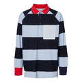 Burberry Long Sleeve Stripe Net Cotton Polo Male Blue 80134731