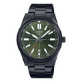 Casio Dress Pointer Display Analog Watch 'Metallic Black Green' MTP-VD02B-3E