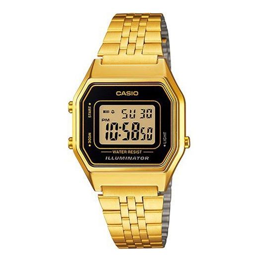 CASIO STANDARD Vintage Dial Steel Link Band en Waterproof Unisex Mens Gold Digital LA680WGA-1D
