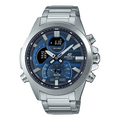 Men's CASIO edifice Series 2022 Luminous Stainless Steel Silver Strap Dial 100m Waterproof Watch Mens Blue Analog ECB-30D-2A