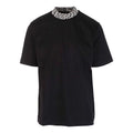 Men's FENDI FW21 F Alphabet Pattern Adornment Round Neck Short Sleeve Black T-Shirt FY1088AGAKF0PA4