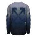 Men's Off-White Gradient Effect Round Neck Long Sleeves Wool Sweater Loose Fit Blue OMHE098F21KNI0014545