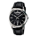 CASIO ENTICER Series Leather Strap Quartz Men's Mens Black Analog MTP-1381L-1AV