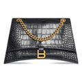 (WMNS) Balenciaga Crush Crocodile Medium Chain Bag 'Black' 716393210IX1000