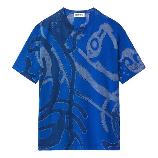 Men's KENZO SS21 Cotton Colorblock Short Sleeve Blue FB55PU5873TD-69