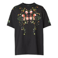 Burberry Rose Printing Cotton Loose Short Sleeve Black 80372951
