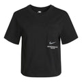 (WMNS) Nike Sportswear Swoosh Short Printed Round Neck Pullover T-Shirt Black CZ8912-010