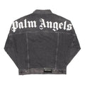 Men's PALM ANGELS Printed Logo Denim Jacket Back Alphabet logo Washed Black PMYE006R203440037601