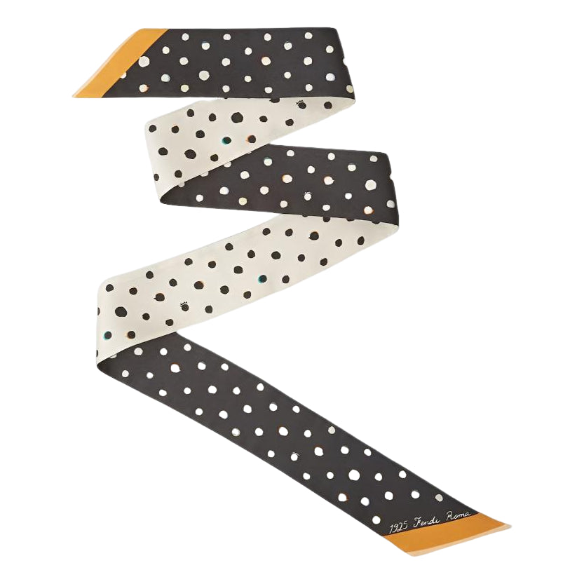 (WMNS) Fendi SS26 Wrappy Falena Dots Silk Scarf 'Black White' FXT011AWEYF0ZE7