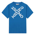 Men's KENZO SS21 Logo Alphabet Printing Short Sleeve Blue FA65TS5024SJ-69