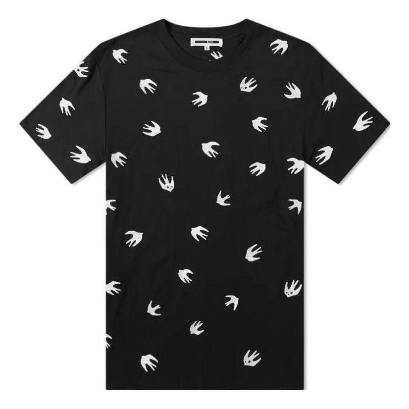Men's McQ Alexander McQueen Contrasting Colors Embroidered Short Sleeve Black 291571-RMT64-1000