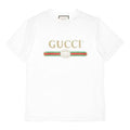 (WMNS) Gucci Large logo Belt Printing Short Sleeve White 457095-X5L89-9234