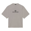 Men's Balenciaga Mosaic Logo BB Alphabet Loose Hole Distress Short Sleeve Gray 651795TKVF58174