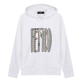 Men's FENDI SS21 Alphabet Pattern Cotton Hooded Long Sleeves White FAF595AE8IF0ZNM