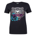 KENZO Multi-Color Printing Tiger Head Purple Alphabet Short Sleeve Navy Blue F862TS7634YG-78