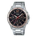 CASIO Quartz Waterproof Stainless Steel Strap Mens SilverBlack Analog MTP-1374D-1A2