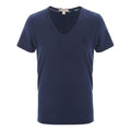 Burberry Logo Embroidered V neck Short Sleeve Navy Blue 39684471